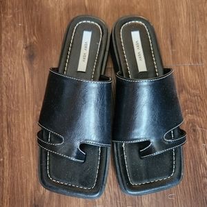 Shop Peche Black Slide Sandals Aigio US 6.5